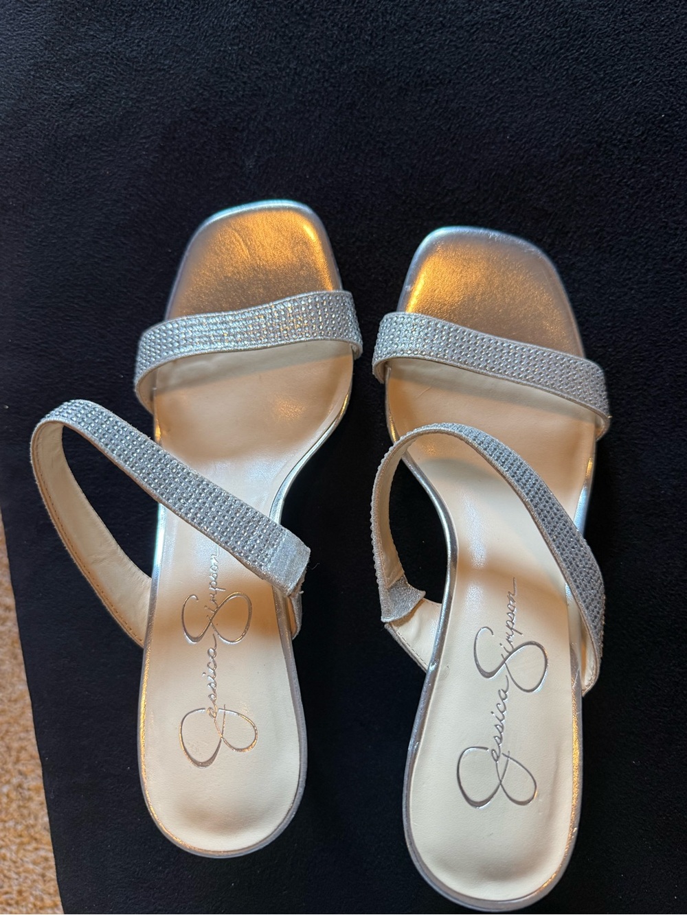 Jessica Simpson Silver Rhinestone Strap Sandals
